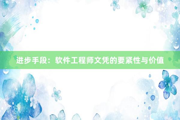 进步手段：软件工程师文凭的要紧性与价值